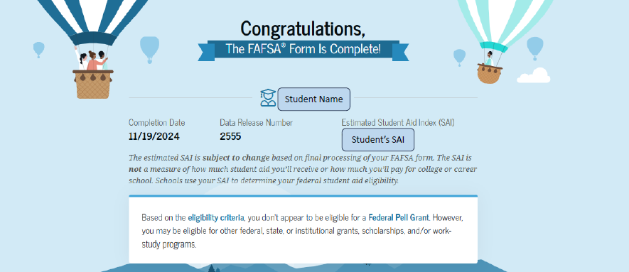 Example FAFSA output