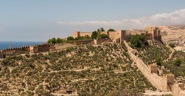 The Alcazaba fortress is seen from afar. 